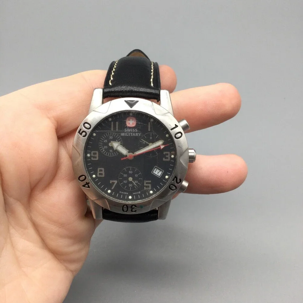 Swiss Military Commando Chronograph Mens Watch 39mm Date S37-0708 New Battery